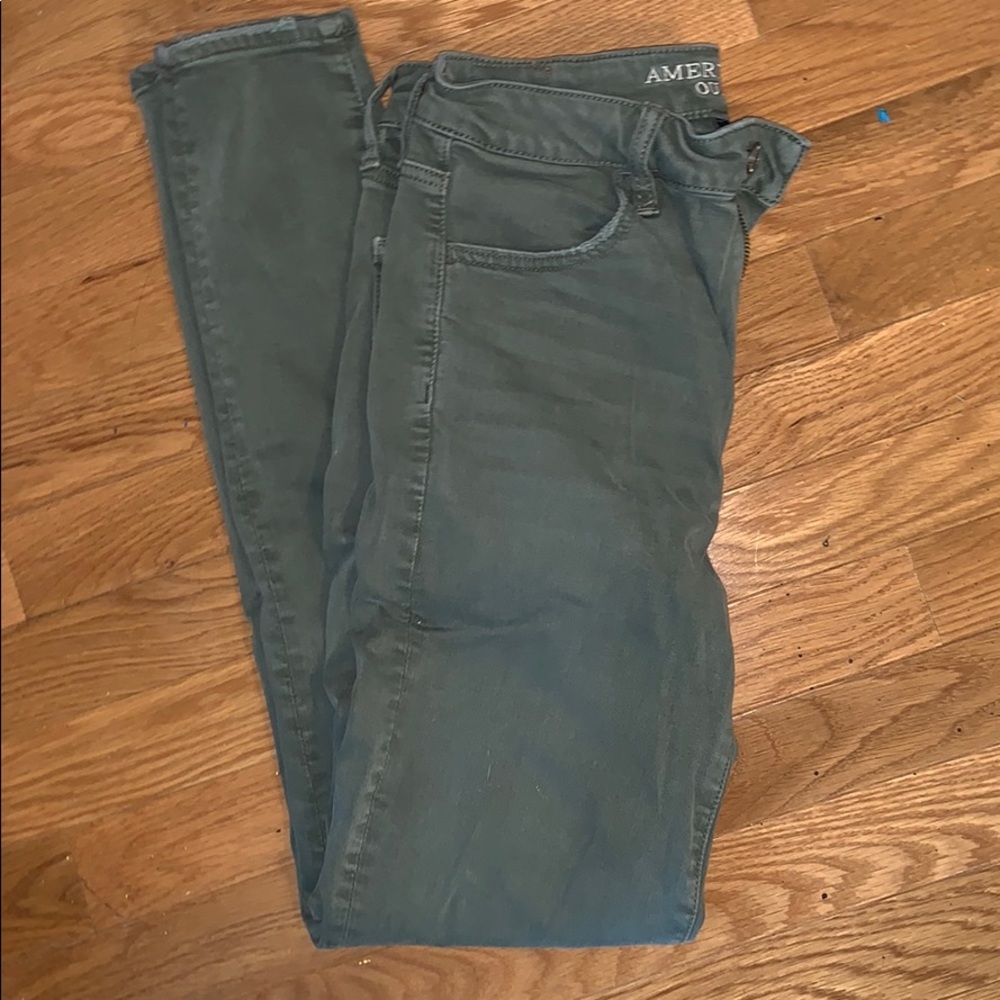 American Eagle Skinny High Waisted Green Jeans